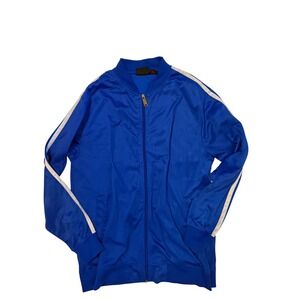 Linea Uomo Mens XL Blue Track Jacket White Stripe Y2K Full Zip Athletic Coat